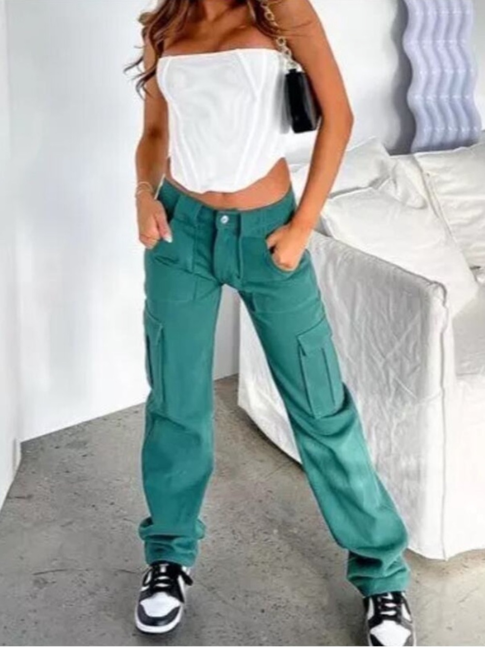 White Fox Boutique Teal Cargo Pants